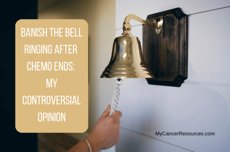 Hand ringing bell after chemo ends