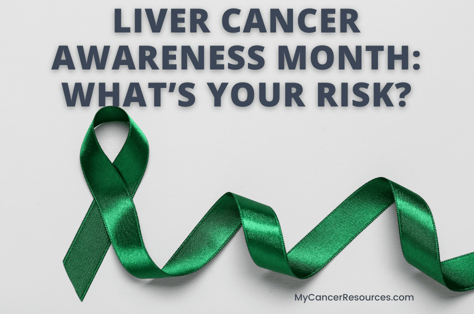 Liver cancer awareness month emerald green ribbon