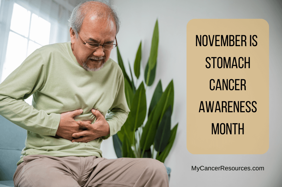 older man holding stomach for stomach cancer awareness month